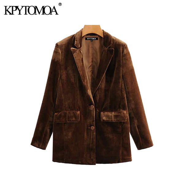 

vintage stylish office wear pockets velvet blazer coat women 2020 fashion notched collar long sleeve female outerwear chic, White;black