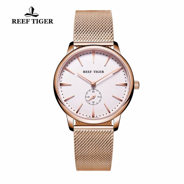 

reef tiger/rt casual couple watches for men rose gold tone analog quartz watch rga820 t200409, Slivery;brown