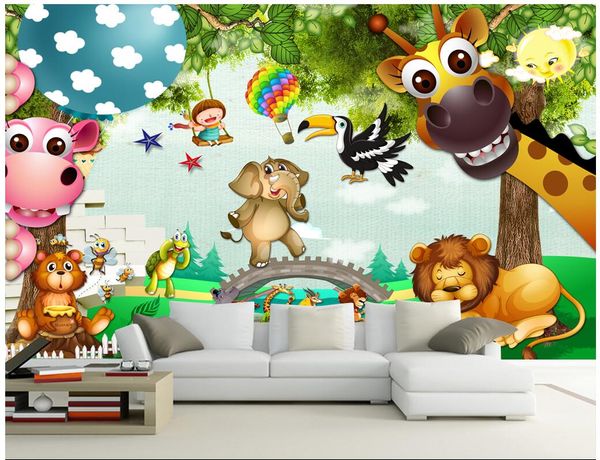 

wdbh custom p mural 3d wallpaper cartoon forest meadow animal background painting home decor 3d wall murals wallpaper for living room