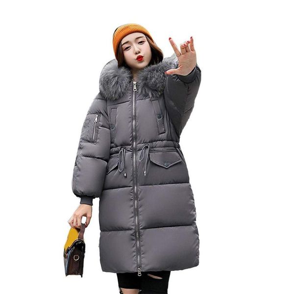 

women's down & parkas hooded women jacket knee length ladies loose thickened long sleeve drawstring zipper fashion elegant winter outwe, Black