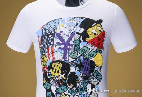 

mens fashion designer money letter print t-shirts short sleeve tshirt designer duck tees males fashion loose streetwear tees, White;black