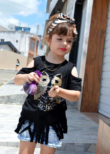 

Summer hot style girl casual T shirt owl long fringe pure cotton short sleeve T shirt, Blue