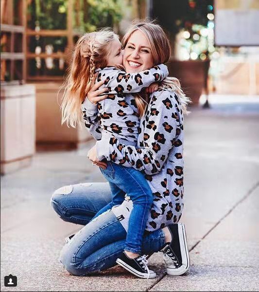 

leopard parent-child hoodies, Blue