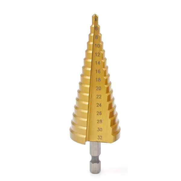

1pc hss steel titanium step drill bits step cone cutting tools steel woodworking wood metal drilling 3-12 4-12/20/32mm