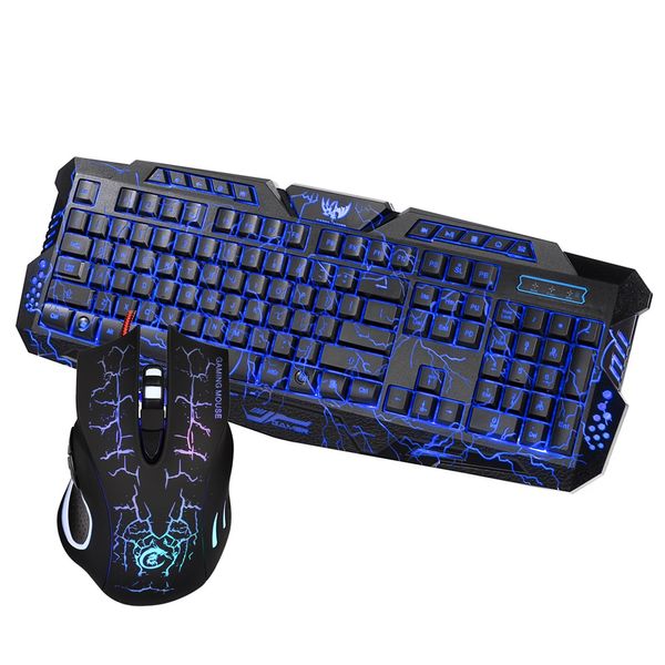 

J10 Keyboard Mouse Combo LED Color Backlit Ergonomic Gaming Keyboard with Mouse Set Colorful Adjustable English Russian Version