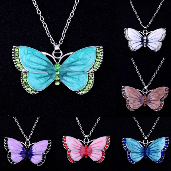 

new vintage butterfly necklace alloy long necklace pendant necklaces dress accessories women butterfly jewelry party favor t2c5056
