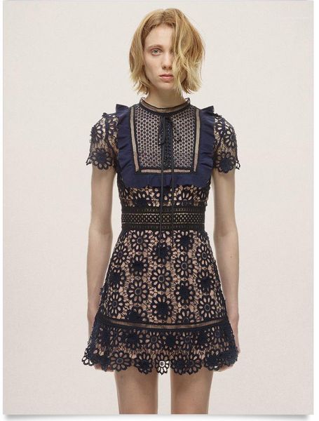 

lace dress fashion luxury elegant summer bow knot spring dresses women self portrait, White;black