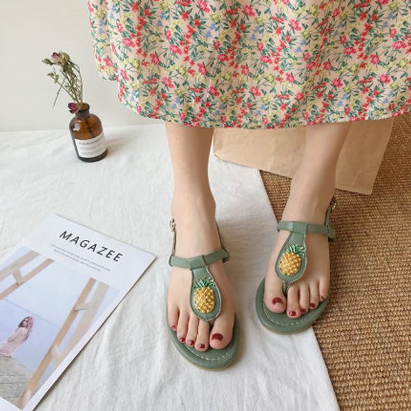 

sandals female ins tide 2020 summer new fashion wild net red flat bottom toe beach seaside sandals, Black