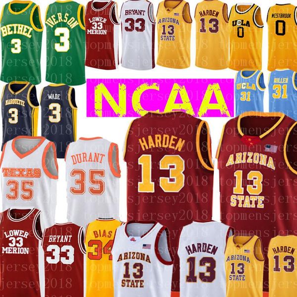 

ncaa 13 james harden jersey college 34 len bias ucla reggie 31 miller embroidery basketball jerseys wholesale, Black