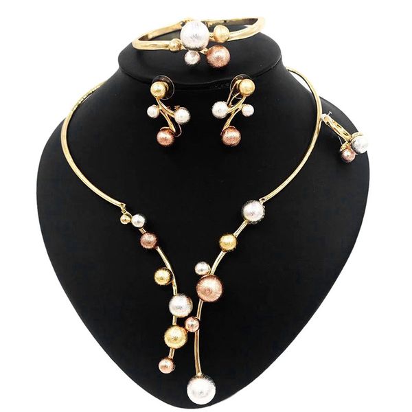 

yulaili dubai gold jewelry sets african wedding bridal necklace bracelet earrings ring for women fashion jewellery ing, Silver