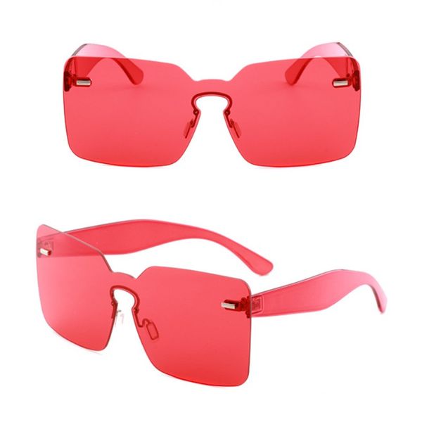 

square shape sunglasses 2020 women rimless frame tint clear lens colorful sun glasses outdoor eyewear 6 colors 1811, White;black