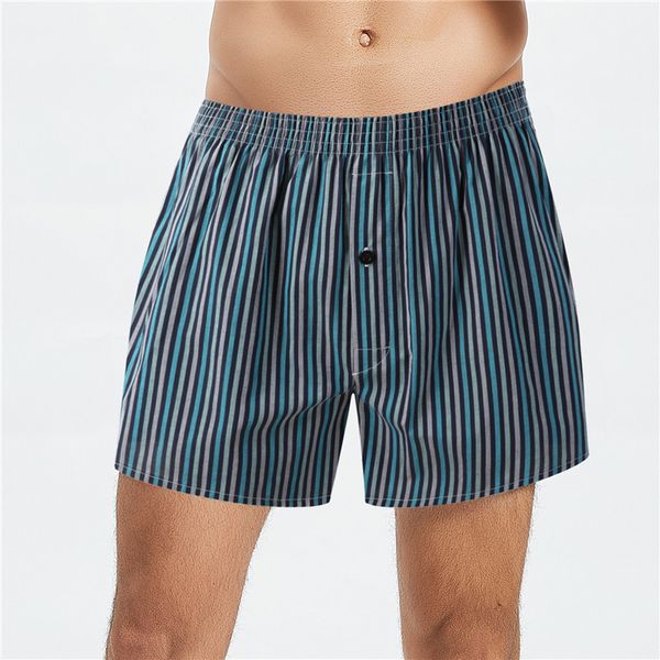 

cotton blend mens designer boxers breathable loose plaid striped printed high waist mens underpants plus size male underwear, Black;white