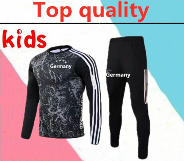 

2020 germany hummels kroos kids soccer tracksuit 2020 draxler reus muller gotze camisas de futebol children football training suit, Black