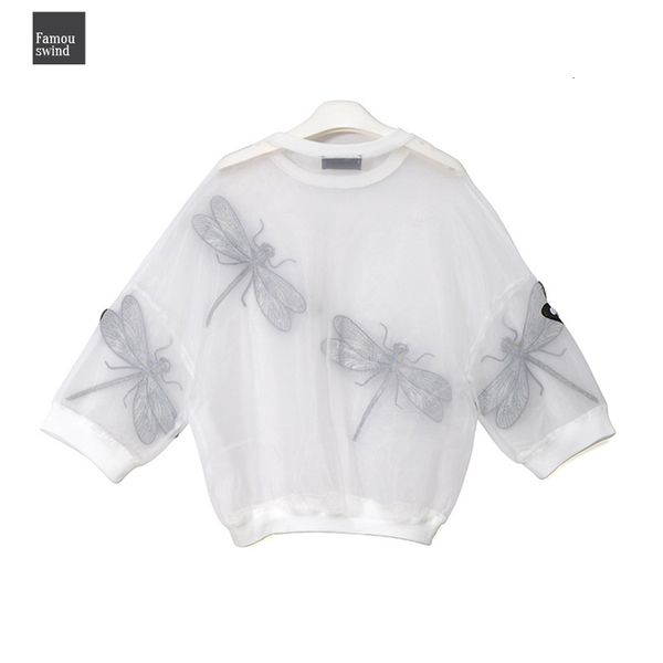 

three blouse new spring summer round neck long sleeve big size organza stitch 2019 dimensional shirt women fashion jl958, White
