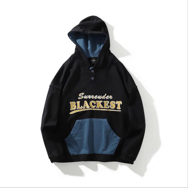 

fall/winter hoodies in color street hip-hop vintage hoodies for men and women, Black