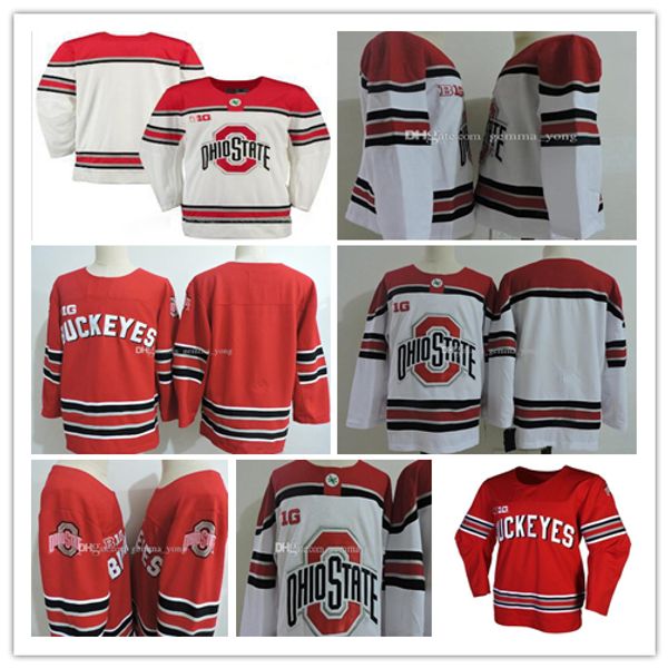

Men's Ohio State Buckeyes Hockey Jerseys 3 Sasha Larocque 72 Dakota Joshua 26 Mason Jobst 7 Wyatt Ege 30 Sean Romeo Embroidery NCAA Jersey, Red