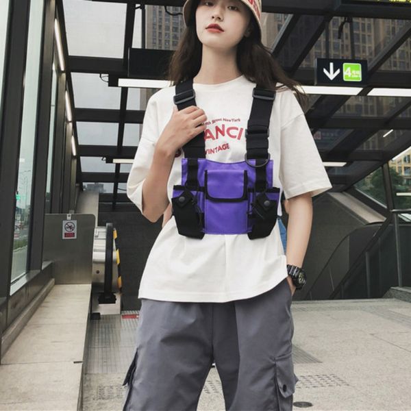

men women chest rig vest hip hop streetwear bag multi-pocket functional tactical harness chest rig pack adjustable waist bag