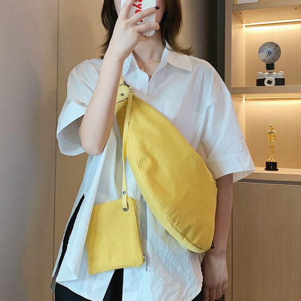 

2020 japanese style harajuku black shoulder black lazy canvas bag female fashion chest bag student messenger