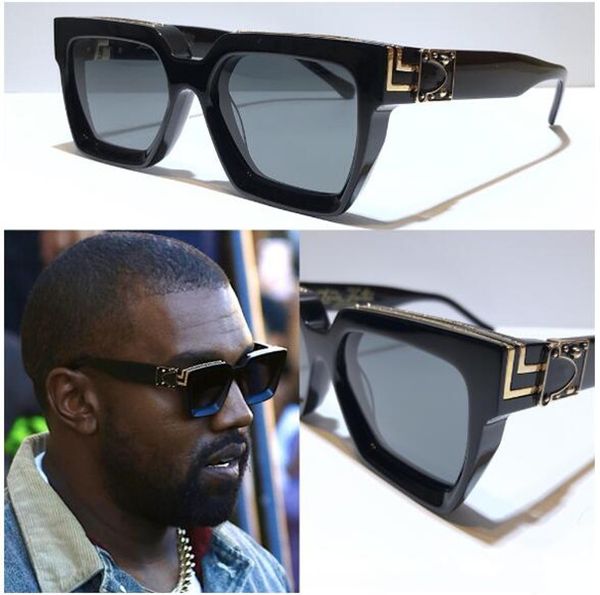 

2020 new men designer sunglasses z1165w millionaire square frame vintage shiny gold summer uv400 lens 1165 style laser logo 666, Black