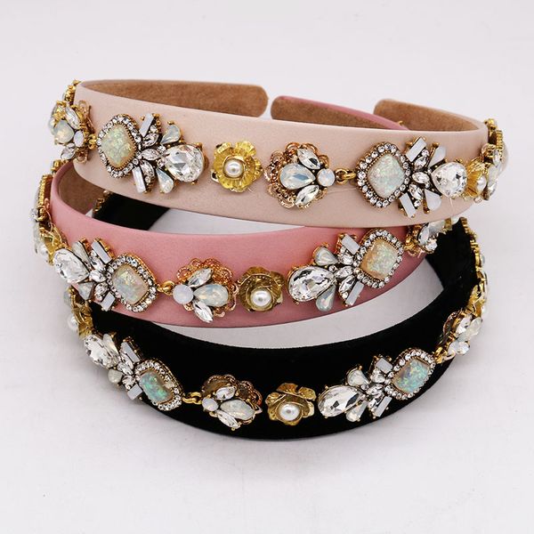 

trend metal crystal hairband rhinestone baroque crown tiara fashion women headdress wedding hair accessories hair jewelry gift, Golden;white