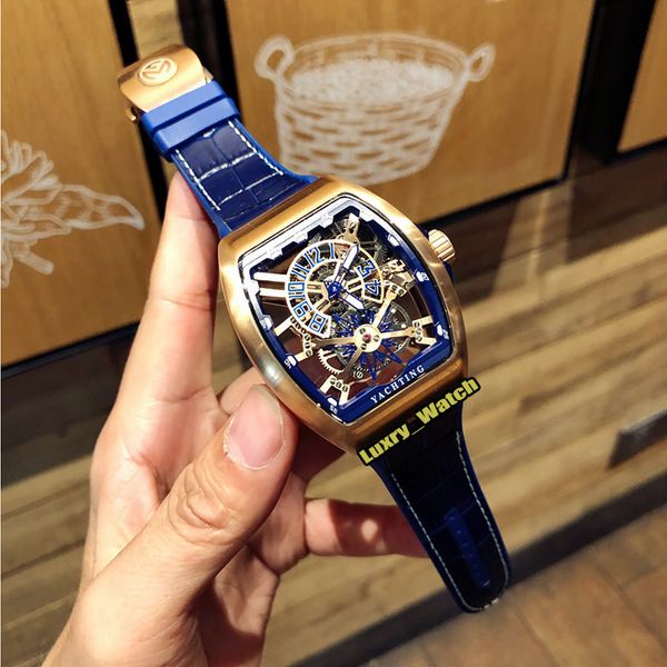 

edition new saratoge v45 t gr yacht sqt skeleton dial japan miyota automatic mens watch silver steel case leather strap sport watchesbe, Slivery;brown