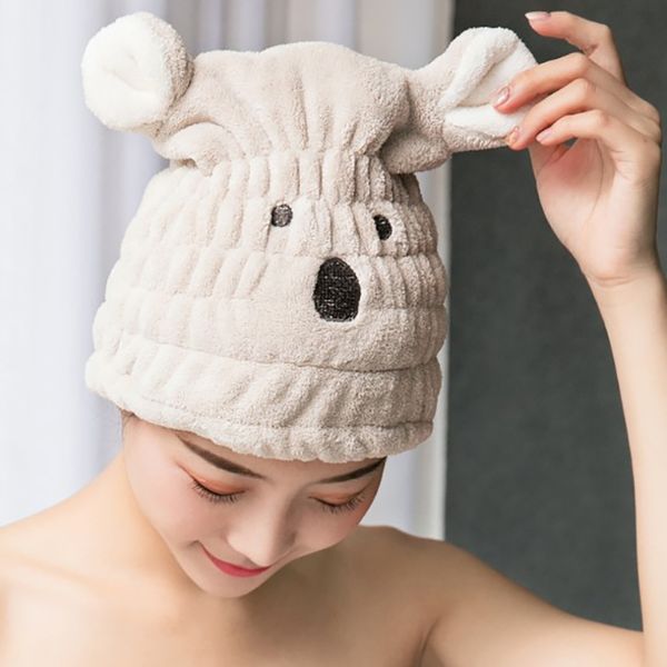 

cute cartoon animal dry hair cap thickened super absorbent microfiber quick dry cap wrapped towel bathing shower caps