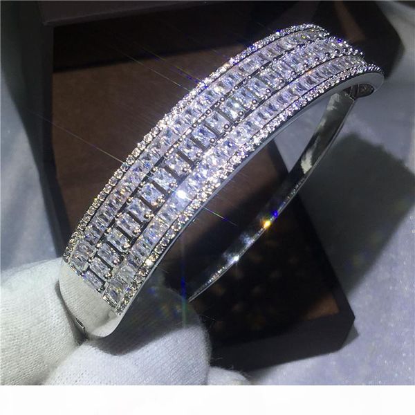 

women fashion bracelet jewelry 925 silver filled full diamonique cz wedding engagement bracelets bangle for party gift new arrival, Golden;silver