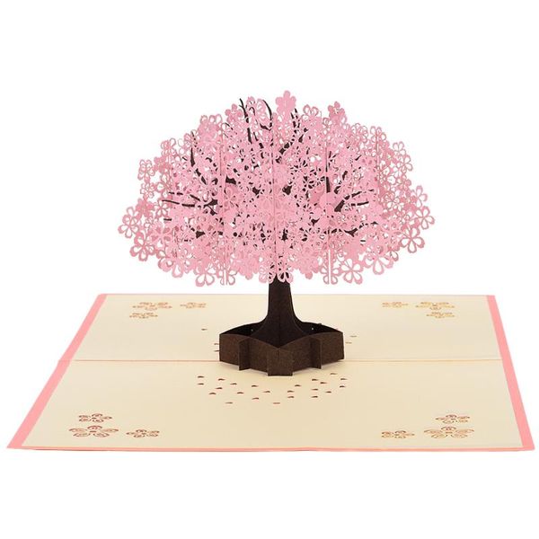 

new 3d -up cherry blossom greeting card valentines day gift postcard with envelope stickers wedding invitation greeting cards