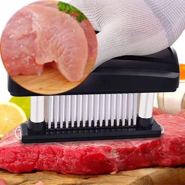 

meat tenderizer stainless steel ultra sharp 48 needle blade tool for tenderizing steak beef marinade and bbq kitchen color box pack hh9-2301