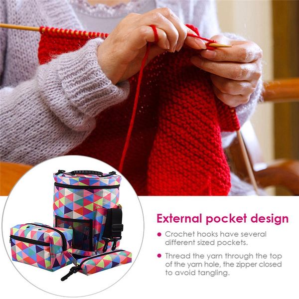 

large-sized cylinder crochet hook storage bag woolen yarn bags tote organizer bag knitting knitting polyester storage basket