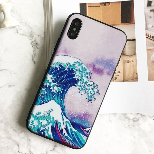 

capa luxury waves aesthetic phone case for iphone 11 pro xs max xr 8 7 6s plus 5 se case soft black tpu silicone cover.