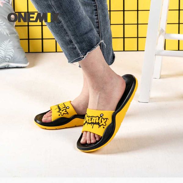 

onemix 2020 summer beach sandals men wading flats shoes personality yellow skin-friendly indoor outdoor slippers men shoe