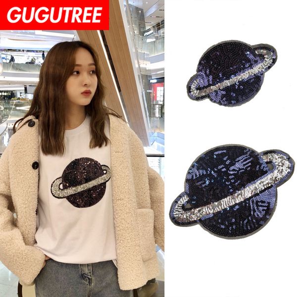 

gugutree sequins embroidery big star patch animal cartoon patches badges applique patches for clothing dxl-48, Black