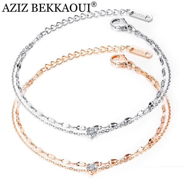 

aziz bekkaoui romantic simple style charm bracelet for women cute crystal bracelets rose gold color jewelry party wedding gift, Golden;silver