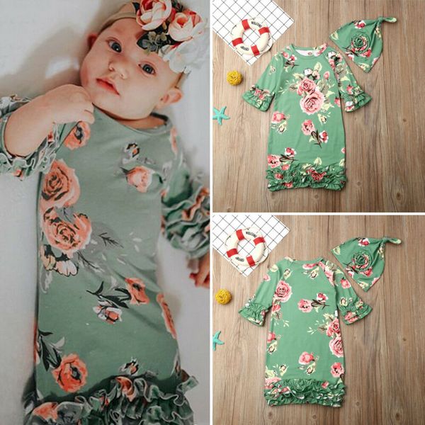 

2pcs новорожденного девушка хлопок пеленальный wrap одеяло спальный мешок sleeping + hat