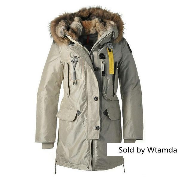 

Winter coat beige jacket women long down parka double detachable real fur hat high down jacket
