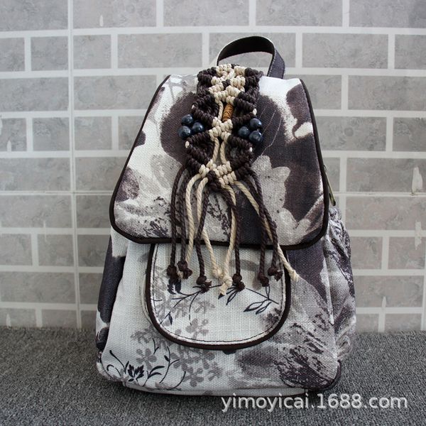

one package new pattern weave both shoulders package canvas backpack restore ancient ways literature woman backpack both shoulders package