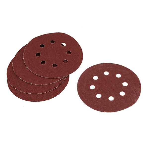 

gtbl 100pcs 125mm 5 inch 8 hole brushed piece back velvet disc sandpaper air flocking sandpaper for abrasive polishing tools (60