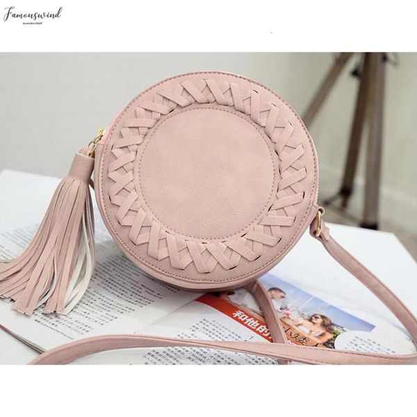 

fashion round women tassel bag woven crossbody bags for womens shoulder bag ladies cute knitting circular women messenger bag