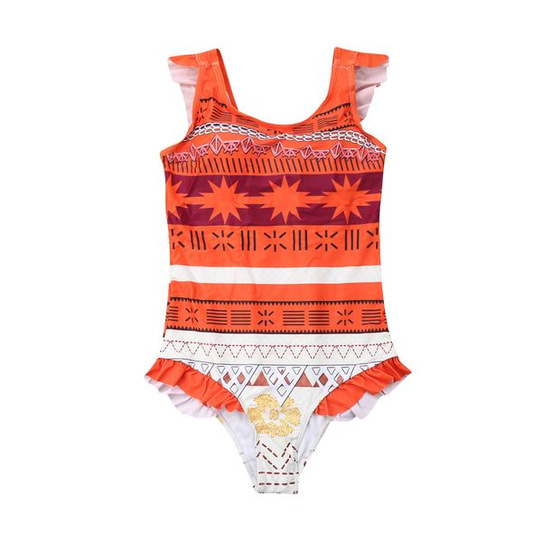 

snaked cat Mom and Me Bathing Suit Orange Color National Style Wide Bikini Lotus Leaf One Piece Bikini