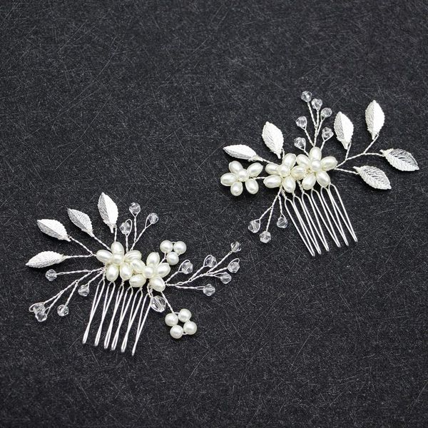

свадебные аксессуары для волос золото серебро гребни для волос клипы цветок лист головной убор подружки невесты жемчуг кристалл заколки свад, Golden;white