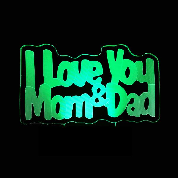 

i love you mom&dad 3d colorful touch small night-light 3d led remote control small desk lamp lamp gift