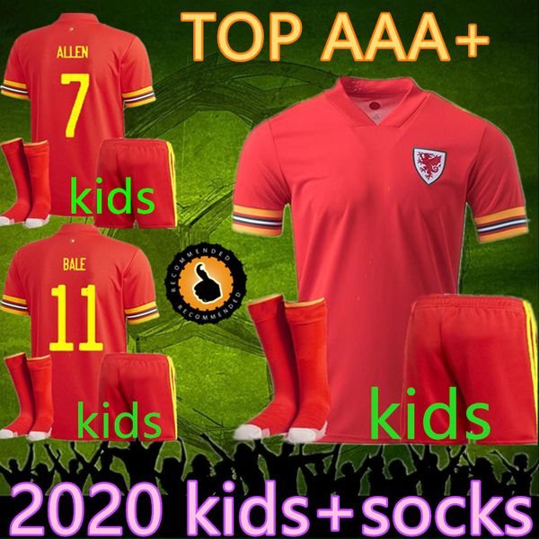 

2020 wales jerseys kids socks soccer jersey 20 21 wales national football kids jerseys bale james maillot de foot ramsey camisetas de foot, Black