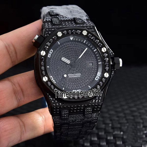 

edition royal 15707 pvd steel all diamond case black inner automatic mens watch black diamond sapphire watches timezonewatch e07c3, Slivery;brown