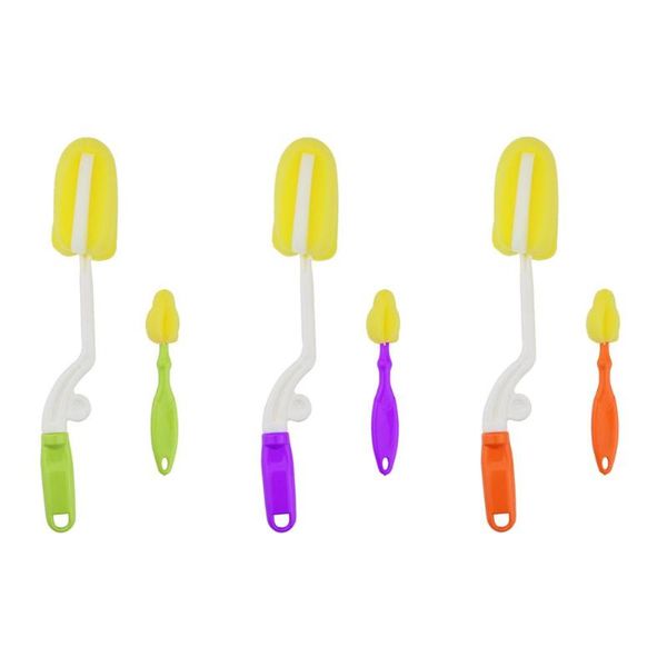 

2pcs/Set 360 Degree Rotating Sponge Baby Feeding Milk Bottle Brush Cleaner Scrubber Brushes Sponge Cleaning Brush for Baby Feed