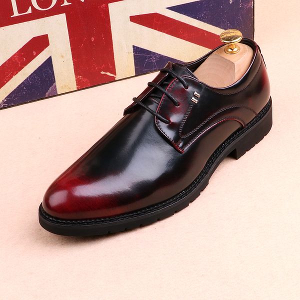 

fashion man british style formal glossy shoes genuine leather men oxford wedding shoes personality business leather, Black