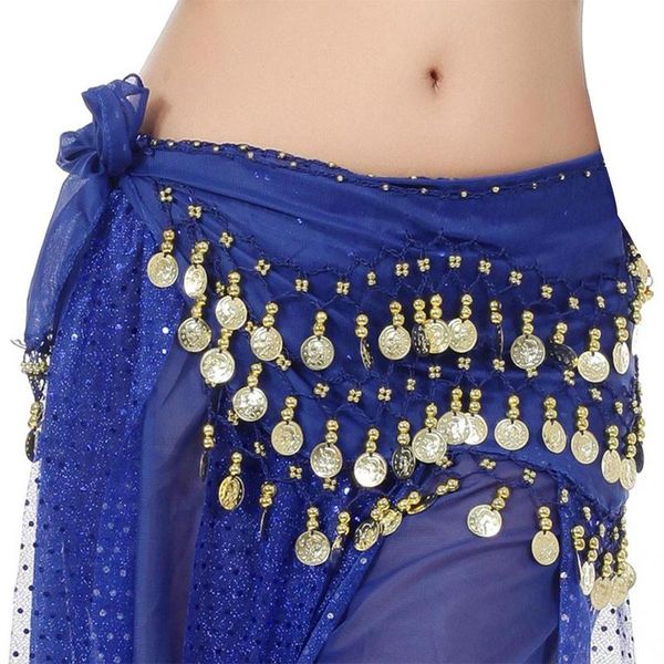 

1pcs lady belly dance belt chiffon metal decorative waist chain wrap dance wear belly fashion waistbelt, Black;red
