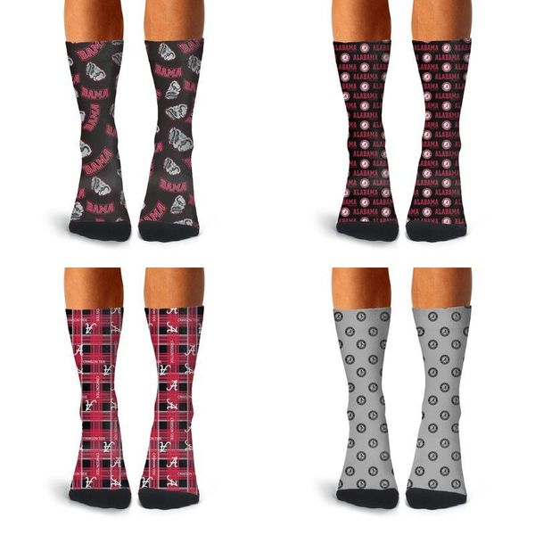 

alabama crimson tide football logo black boot socks cotton design casual moisture control printed red british lattice gray blcak stripe