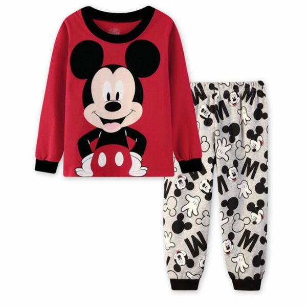 

2019 children casual pajamas clothing set boys girls cartoon spiderman sleepwear suit sets kids mickey cotton nightwear homewear, Blue;red