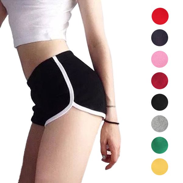 

women fitness sports shorts elastic waist running gym yoga breathable cotton short pants ya88, White;red